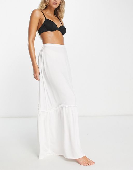 ASOS DESIGN beach off-shoulder crop top with detachable volume sleeves in  white gauze - part of a set