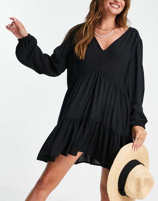 Black smock clearance dress with sleeves