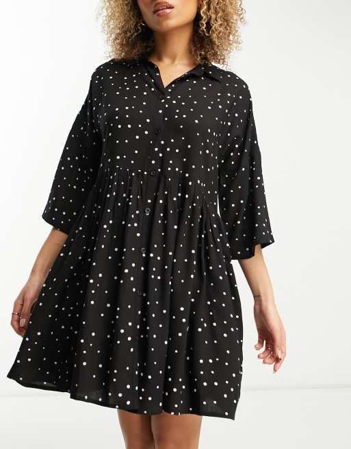 Esmee Exclusive oversized beach mini summer dress in black polka dot ASOS