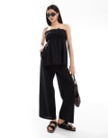 [Esmée] Esmee Exclusive relaxed leg linen look pants in black 10 Black
