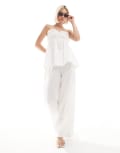 [Esmée] Esmee Exclusive relaxed leg linen look pants in white 12 White