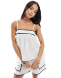 [Esmée] Esmee Exclusive ric rac cami beach top in white & black (part of a set) 8 White and black