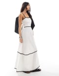 [Esmée] Esmee Exclusive ric rac maxi beach dress in white and black 12 Cream with black