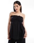 [Esmée] Esmee Exclusive ruched bandeau linen blend top in black 14 Black