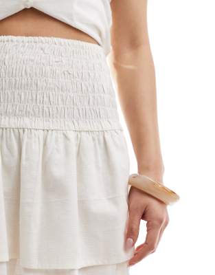 Esmée Exclusive Ruffle Mini Skirt With Shirred Waist In White
