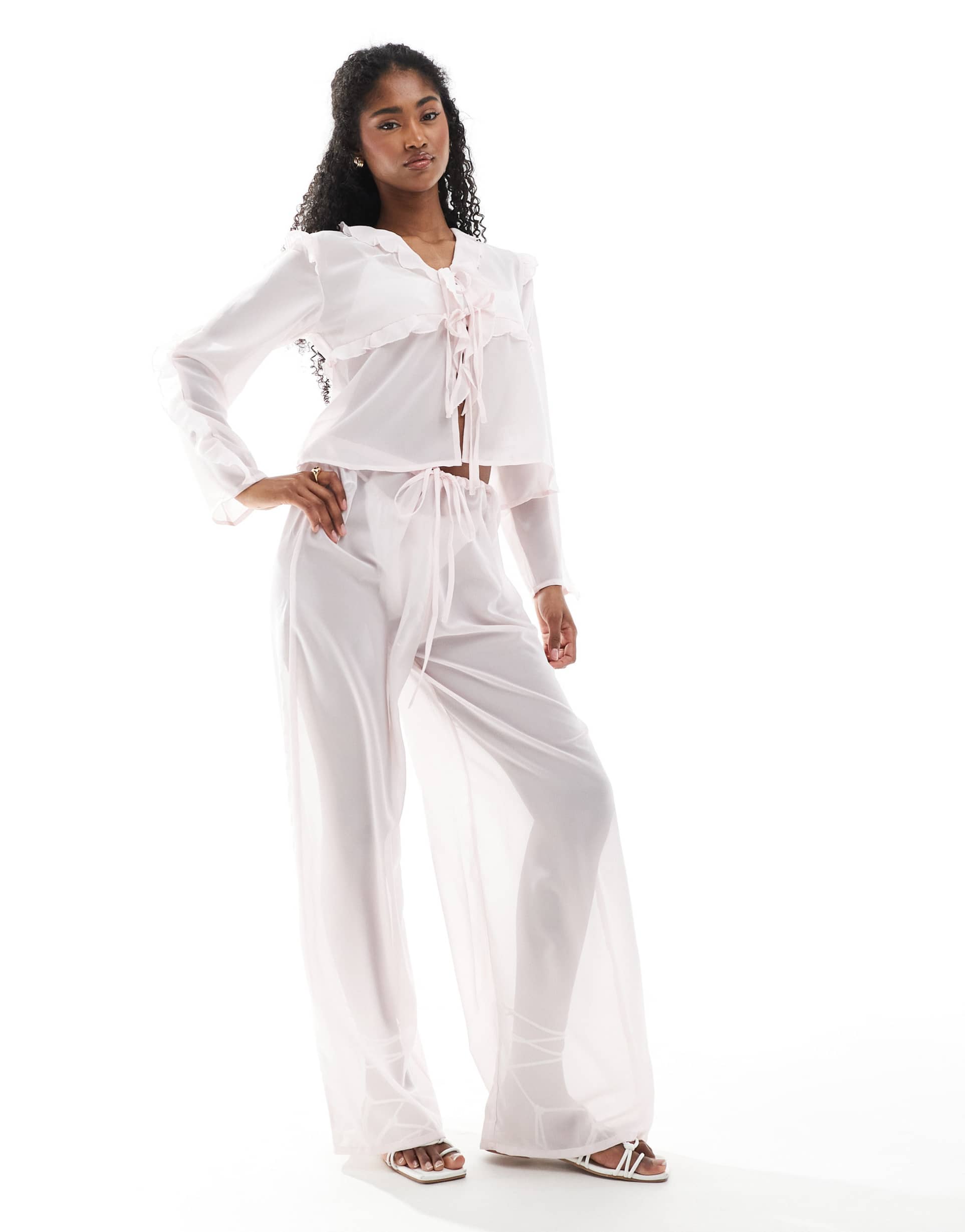 esmée exclusive sheer beach pants in pink