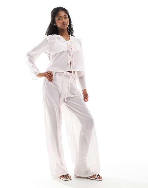 Esmee Exclusive sheer beach trousers in pink - view 1