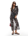 [Esmée] Esmee Exclusive sheer tie front beach skirt in zebra-Multi 6 Zebra Print