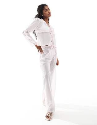 Shop Esmée Esmee Exclusive Sheer Tie Front Beach Top With Ruffle Trim
