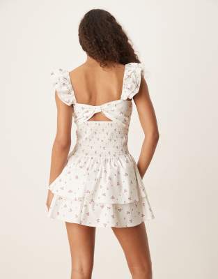 Shop Esmée Esmee Exclusive Shirred Beach Dress With Frill Straps And Bow Detail
