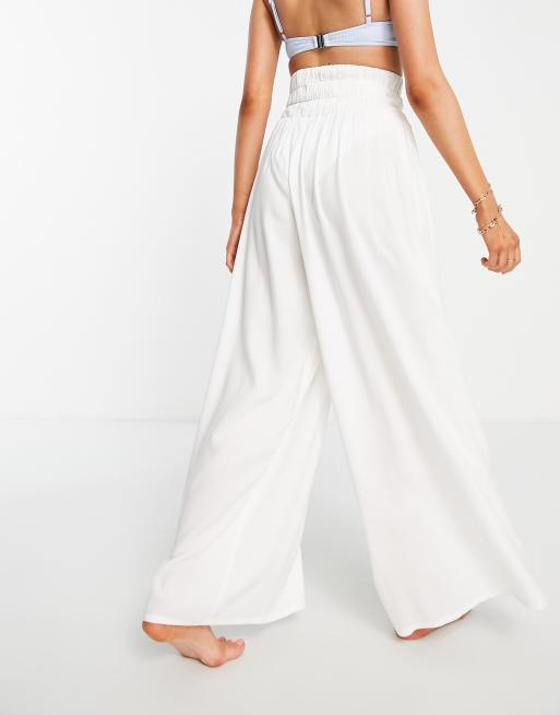 Ecru Wide Leg Beach Floaty Pant, Swimwear