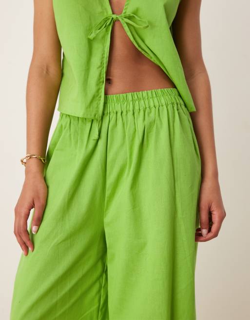 Esmee – Exclusive – Strandhose in grüner Leinenoptik, 2 von 5