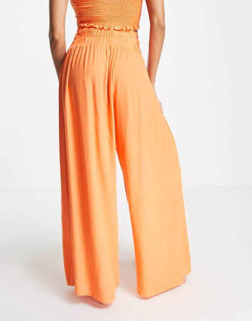 Esmee – Exclusive – Strandhose in Orange mit weitem Bein und Raffung, Kombiteil, 2 von 4