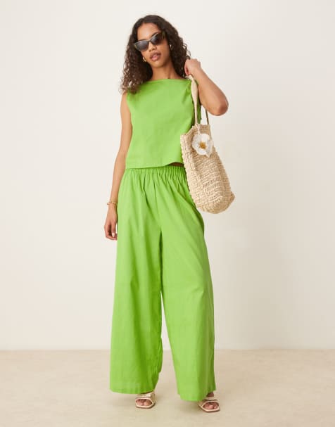 Esmée - Exclusive - Strandset met linnenlook in groen - view 1