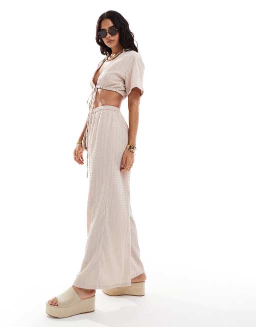 Esmee Exclusive textured beach pants in oat (part of a set)