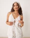 [Esmée] Esmee Exclusive tie front halter beach top in white (part of a set) 14 White