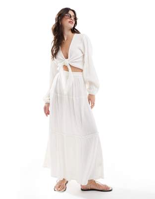 Esmee Exclusive tiered beach skirt in white