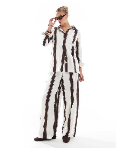Esmee Exclusivebeach set in brown and cream stripe - view 1
