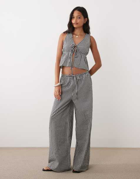 Esmée - Exclusives - Co-ord set met gingham ruit in zwart en wit - view 1