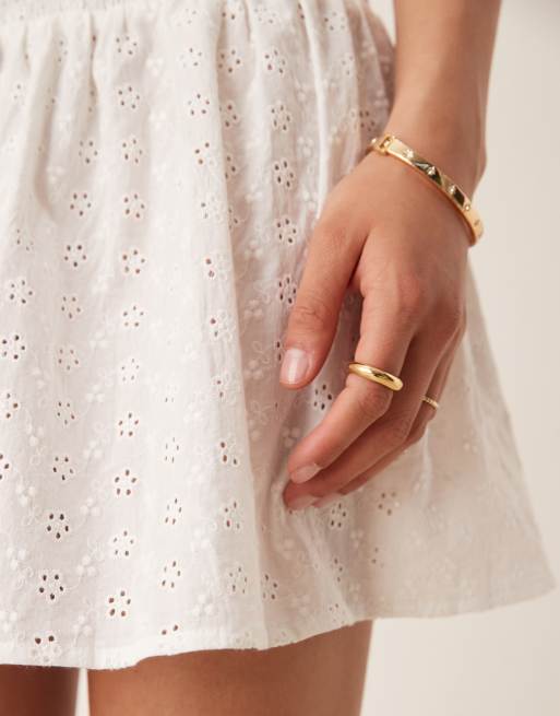 Esmée - Exclusives - Gerimpelde mini strandrok vsn broderie in wit, 4 van 5