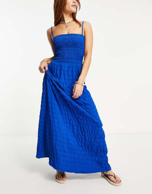 OBEEII Damesjurk met bloemen, lange zomerjurk, mouwloos, spaghettibandjes, boho, strand, vakantie, bustier, midi-jurk, bruiloft, cocktailparty, korset, jurken met split, wit, M