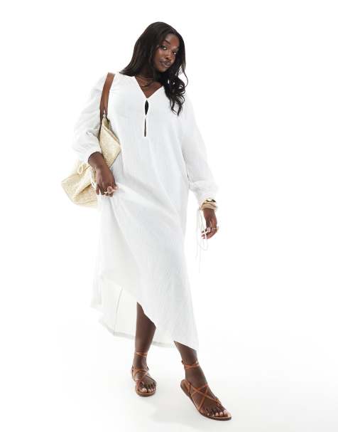 Esmée - Exclusives - Oversized zomerse strandjurk in wit - view 1