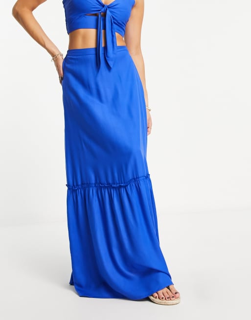 Esmee - Exclusivité - Jupe de plage longue d'ensemble - Bleu de cobalt