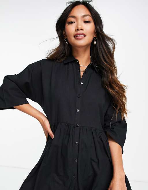 Esmee - Exclusivité - Robe chemise d'été courte oversize - Noir , 3 de 4