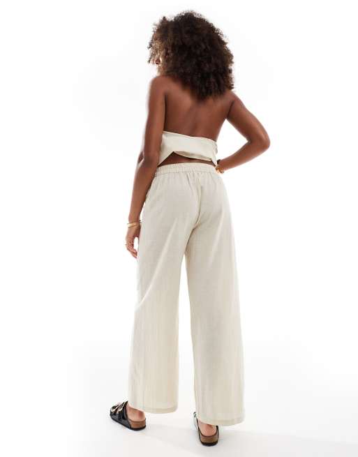 Esmee – Exklusivt – Beige strandbyxor i linnestil med avslappnad passform, 5 av 5