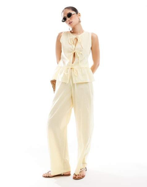 Esmée – Exklusivt – Gult, ginghamrutigt set - view 1