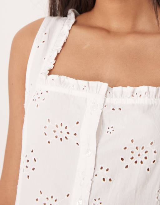Esmée - Gennemsigtig hvid maxi-strandkjole med broderie anglaise, 2 af 4