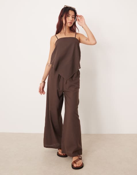 Esmée handkerchief style beach set in chocolate brown - view 1