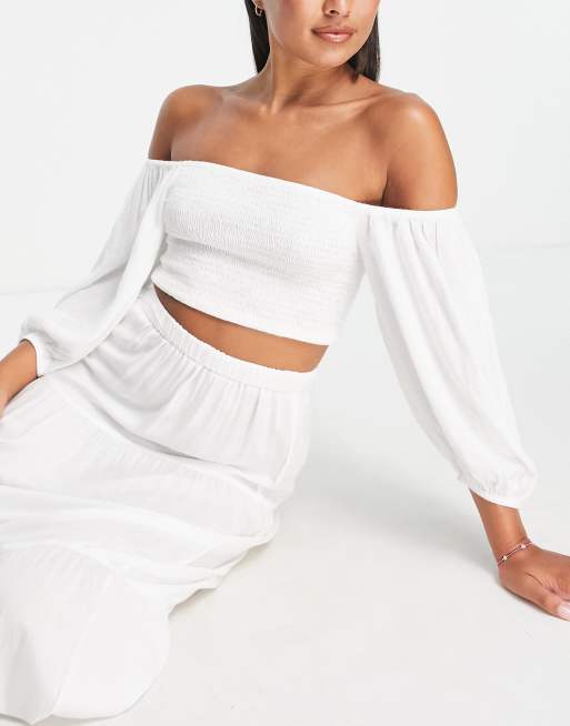 Esmée - Hvid strand-croptop med rynker - Del af sæt - Kun hos ASOS
