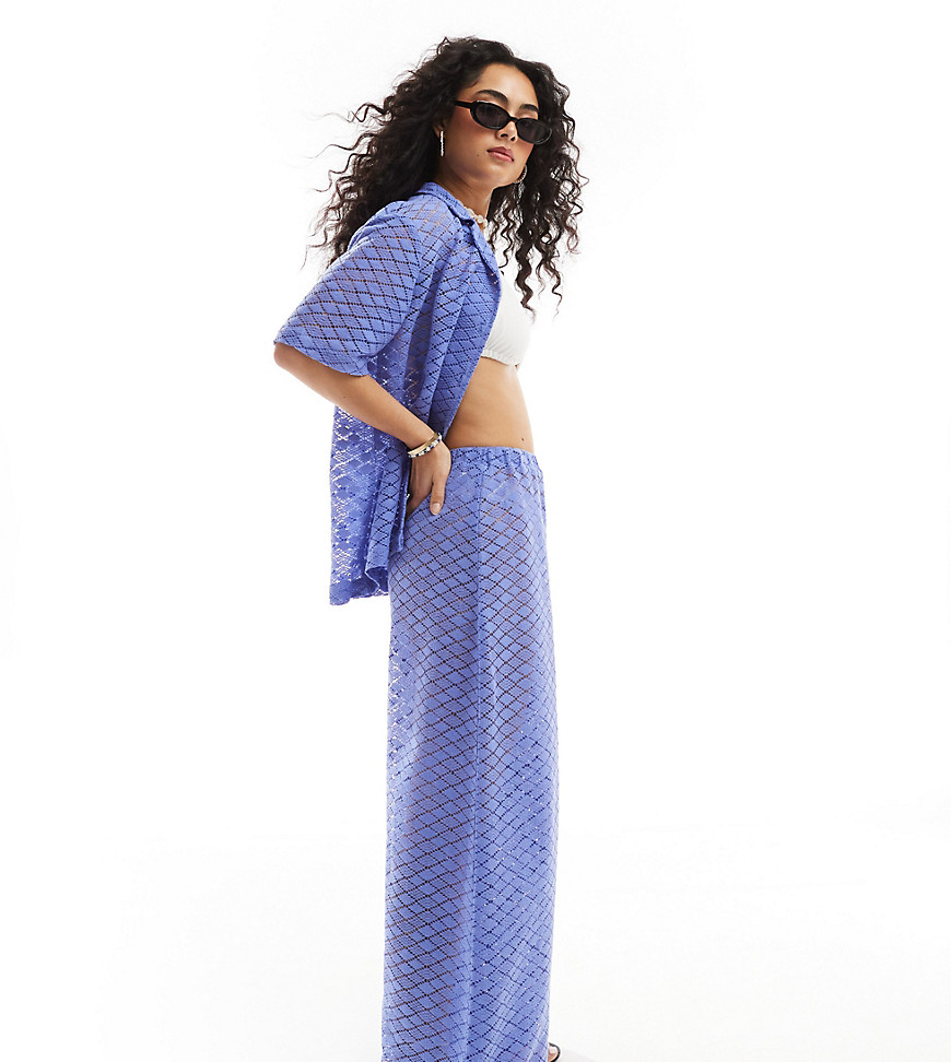 Esmee knit beach trouser co-ord in dusty blue