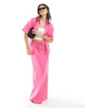 [Esmée] Esmee linen maxi beach skirt in bright pink (part of a set) 10 Pink