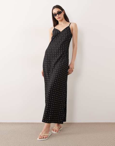 Esmee maxi beach dress in black polka dot - view 1