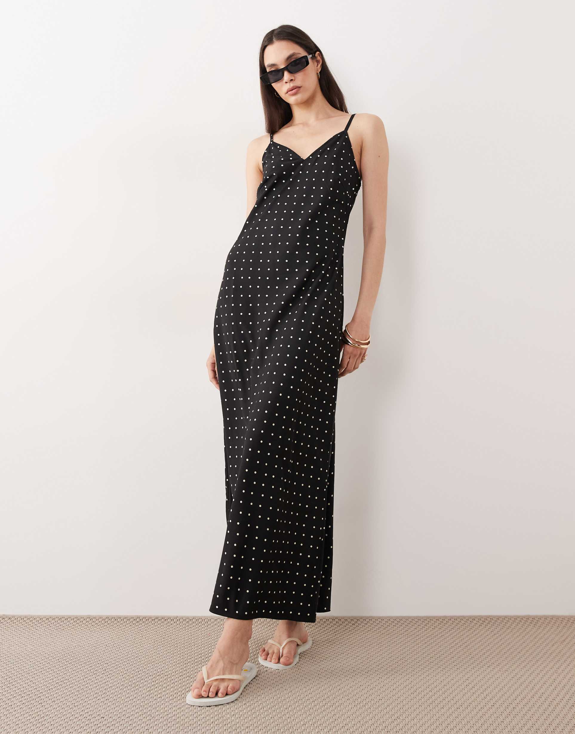 esmée maxi beach dress in black polka dot