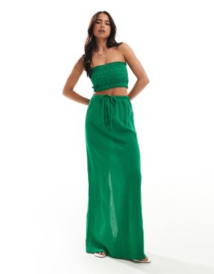 Esmee maxi beach skirt in green linen - part of a set