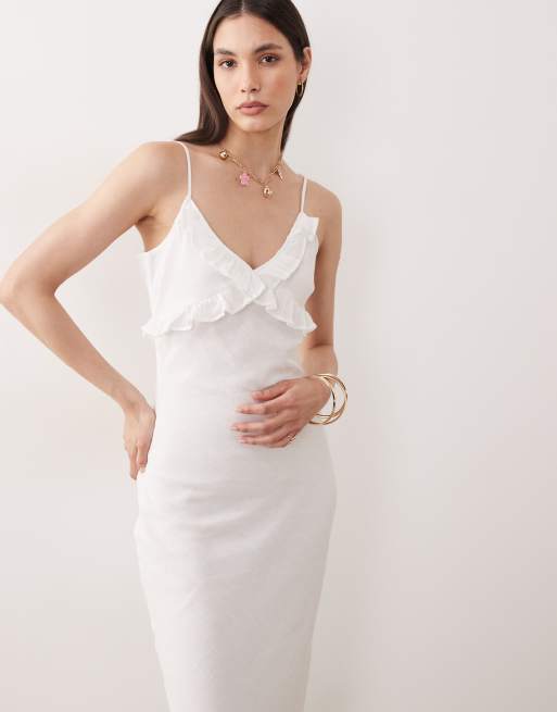 Esmee - Maxi strandjurk met ruches in wit, 3 van 4