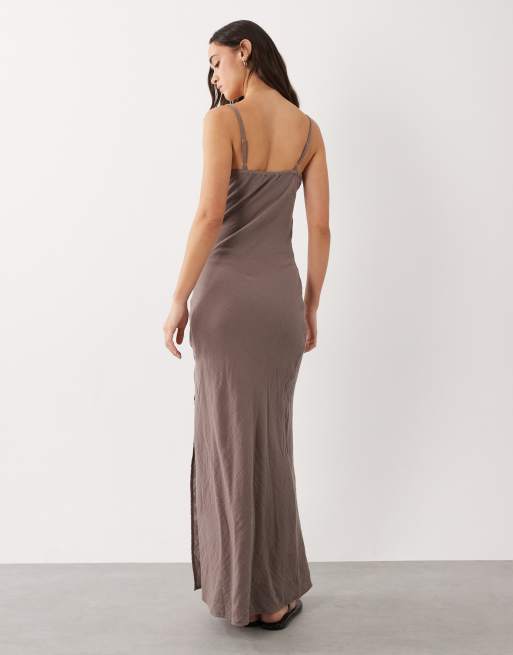 Esmee – Maxi-Strandkleid in Braun mit Riemchenträgern, 3 von 4