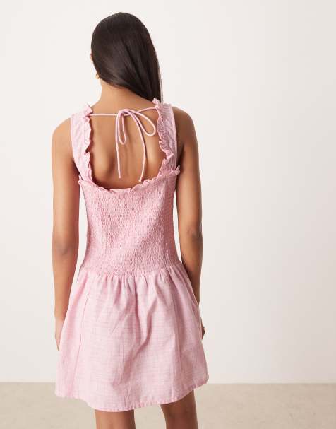 strapless open back dress Petite Chiffon Pleated Midaxi Dress, Pink Floral  Jolie Moi Retail