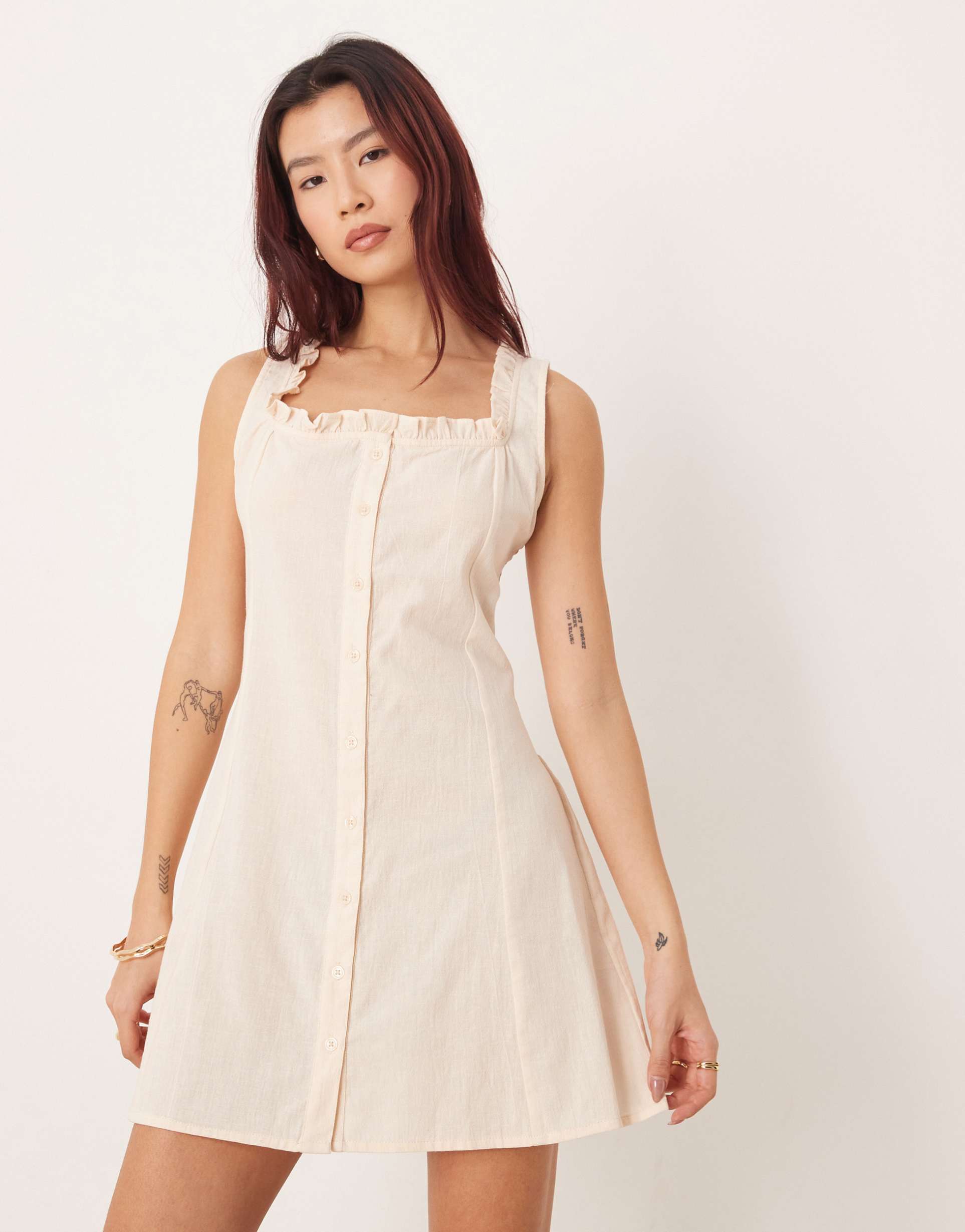 esmee mini button down beach dress in oatmeal