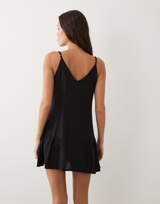Esmée – Mini-Strandkleid in Schwarz mit Riemchenträgern, 4 von 4