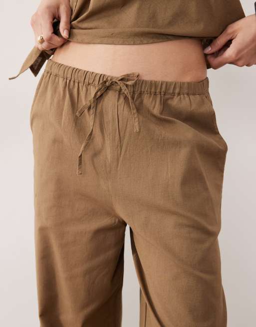 Esmée - Pantalon de plage d'ensemble noué devant - Marron kaki, 4 de 5
