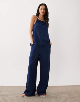 Pantalon de plage noué devant - Bleu marine 40
