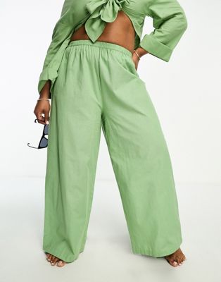 Esmee Plus beach trouser in sage green - ASOS Price Checker