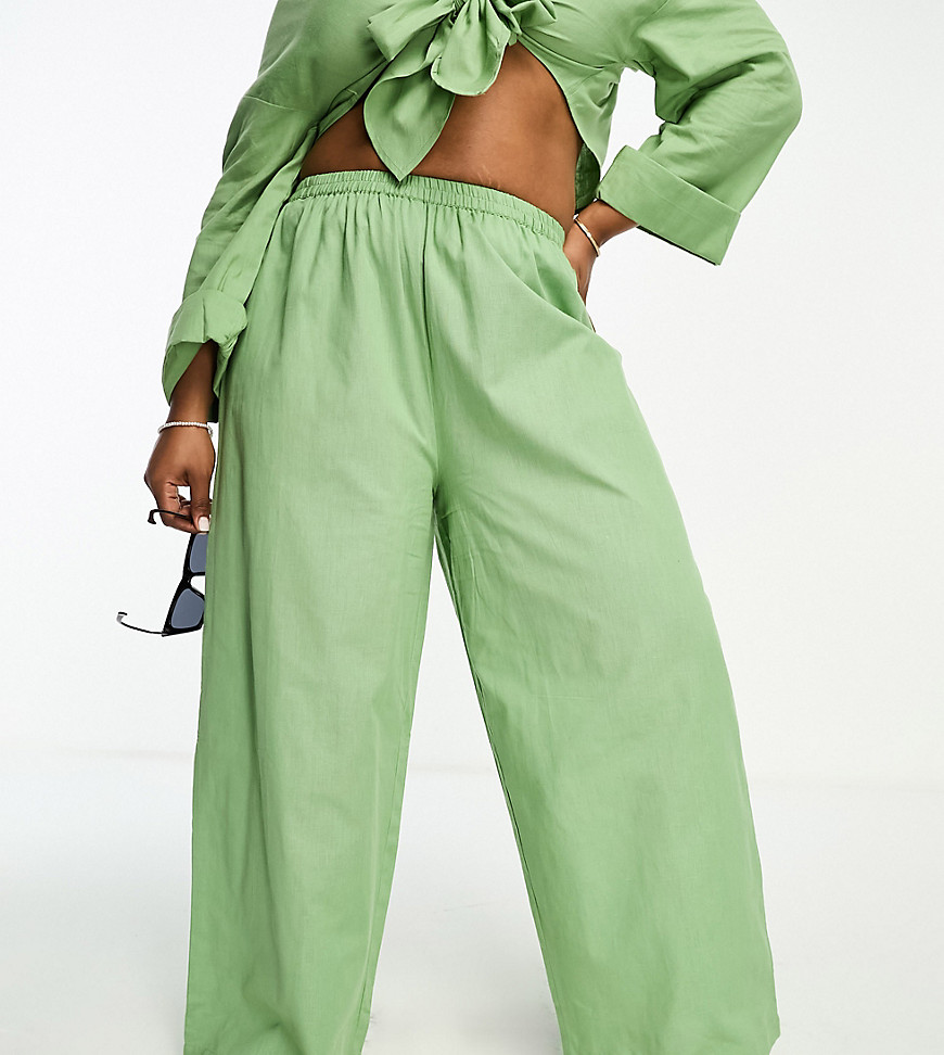 Esmee Plus beach trouser in sage green