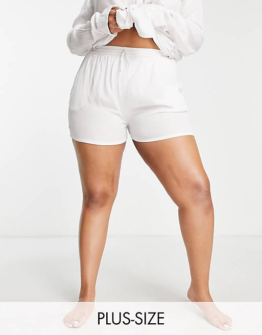 Esmee Plus Exclusive beach shorts in white (part of a set)