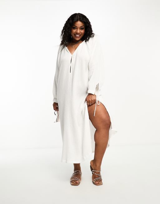 Esmee Plus oversized beach summer dress in white