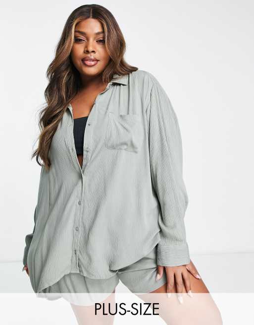Esmee Plus relaxed beach shirt in aloe (part of a set)